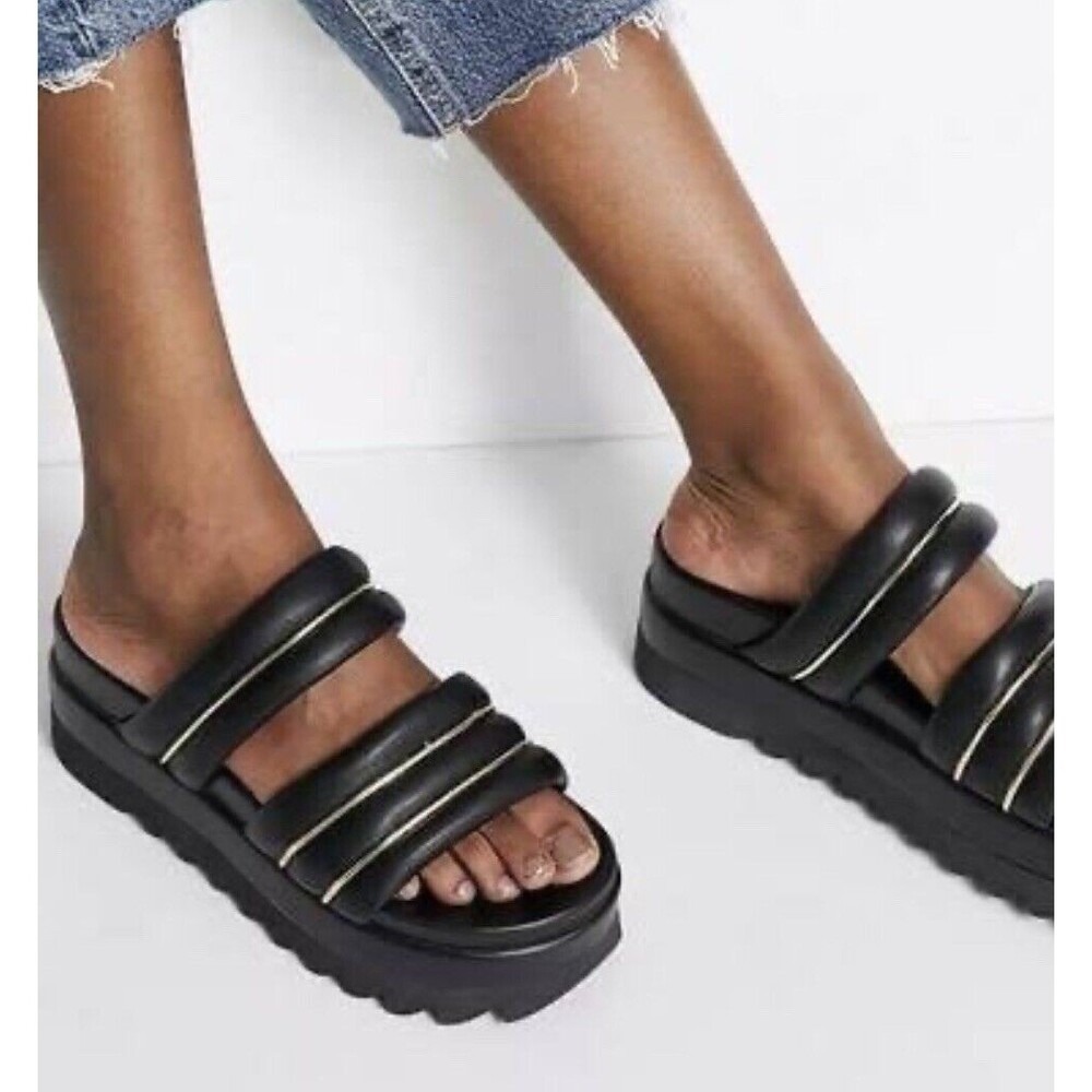 ASOS Sz 9 Thea Padded Platform Mules in Black. Padded Slide Sandals.womens - Picture 1 of 12
